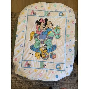 Vintage Dundee Disney Mickey Minnie Pluto ABC Baby Quilt Comforter Made in USA